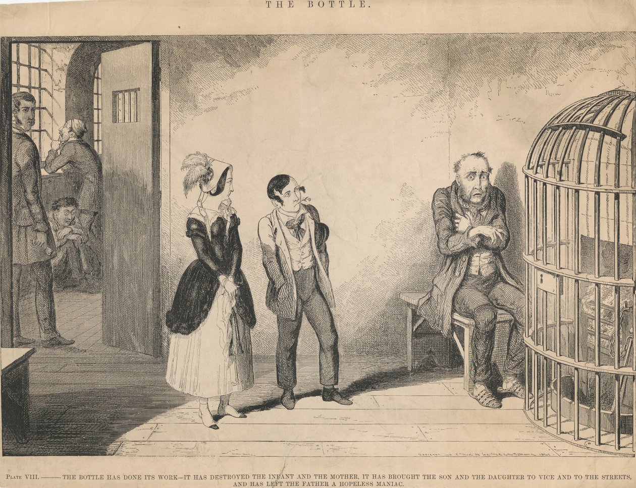 Plaat VIII, De fles heeft zijn werk gedaan door George Cruikshank