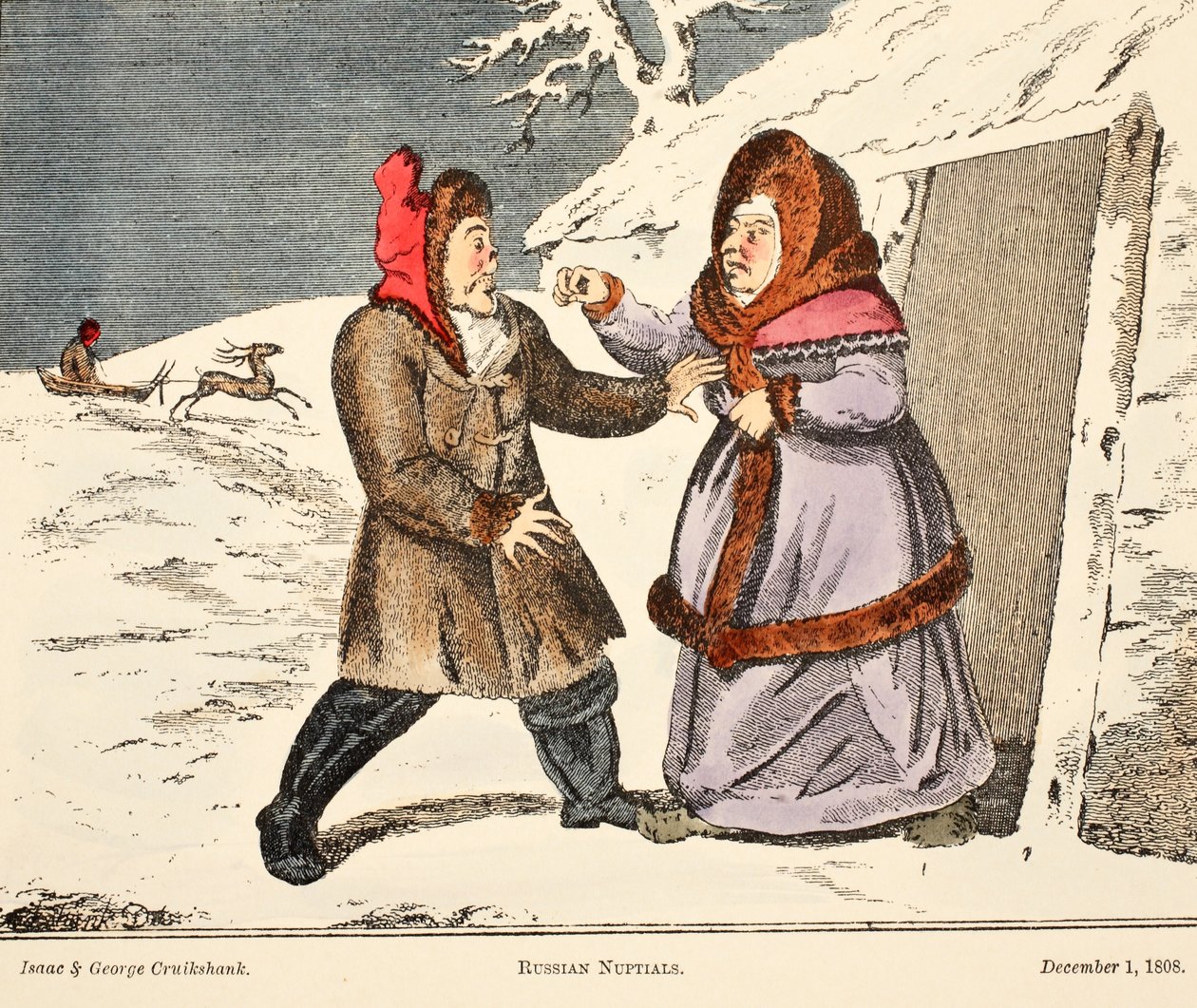 Russische bruiloften, uitgegeven 1808 door George Cruikshank