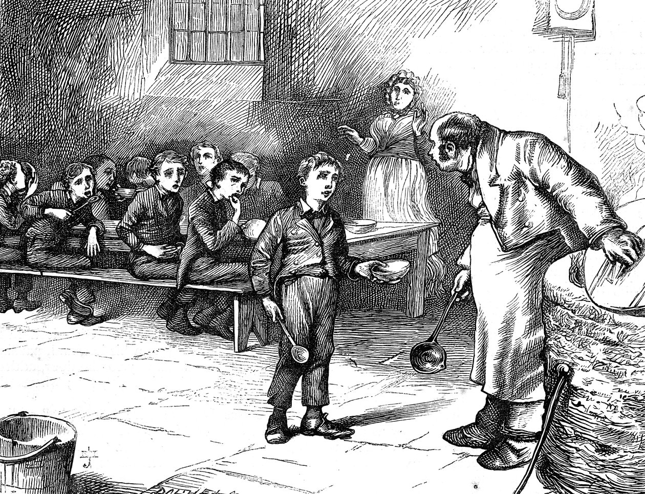 Scène uit Oliver Twist door Charles Dickens door George Cruikshank