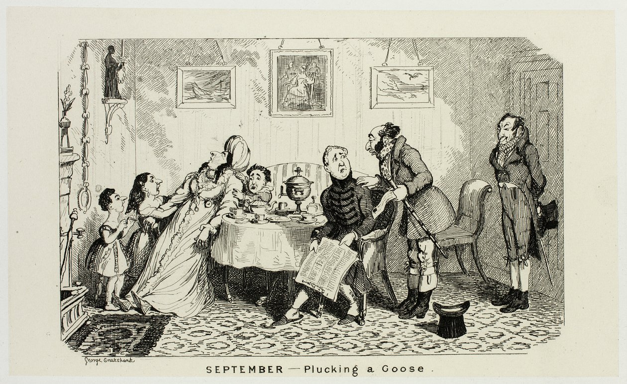 September - Het plukken van een gans uit George Cruikshank