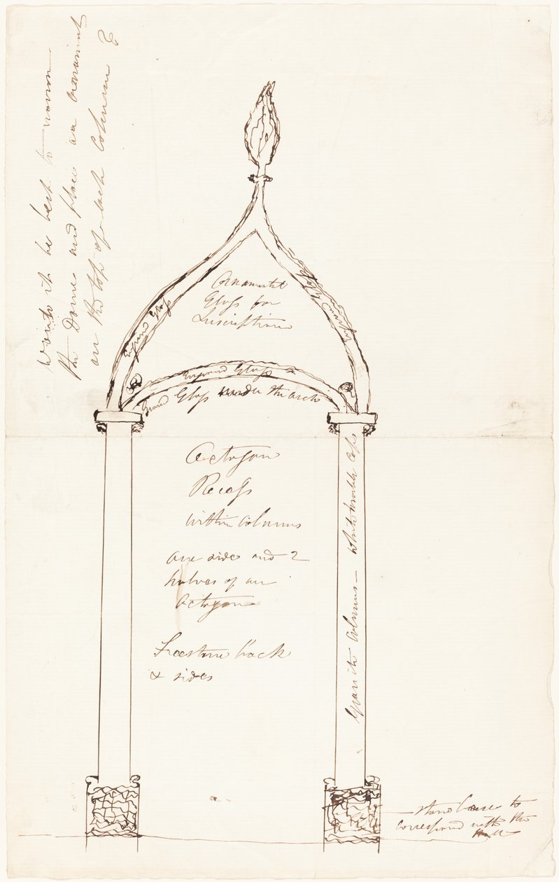 Schets van achthoekige nis met kolommen door George Cruikshank