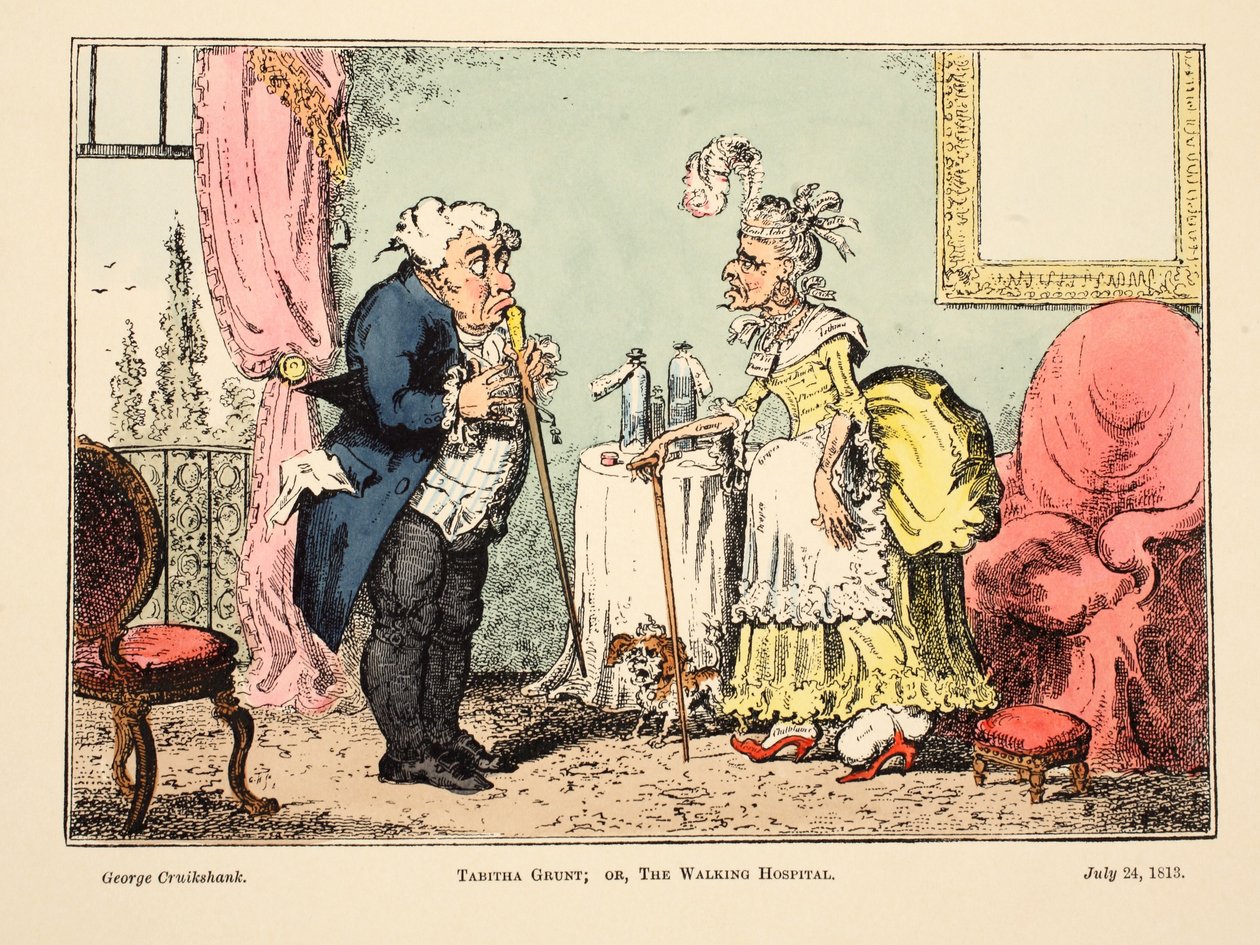 Tabitha Grunt; of, Het wandelende ziekenhuis, uitgegeven 1813 door George Cruikshank