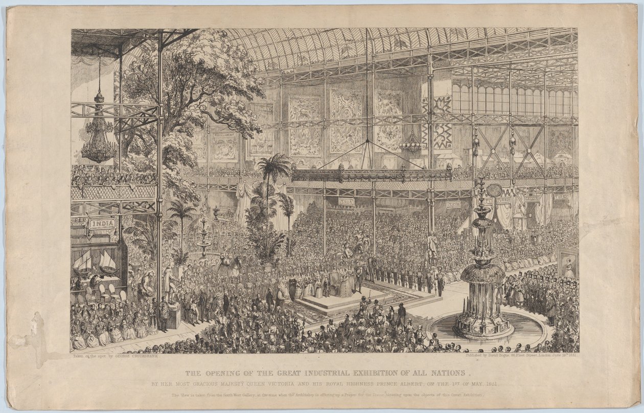 De Opening van de Grote Industriële Tentoonstelling van Alle Naties door Hare Majesteit door George Cruikshank