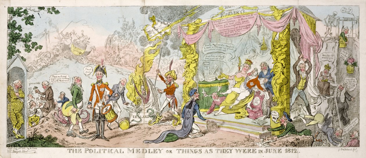 "Het Politieke Mengelmoes" of "Dingen zoals ze waren in juni 1812", uitgegeven 1812 door George Cruikshank