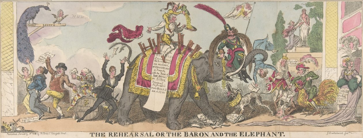 De Repetitie of de Baron en de Olifant, 1 januari 1812 door George Cruikshank
