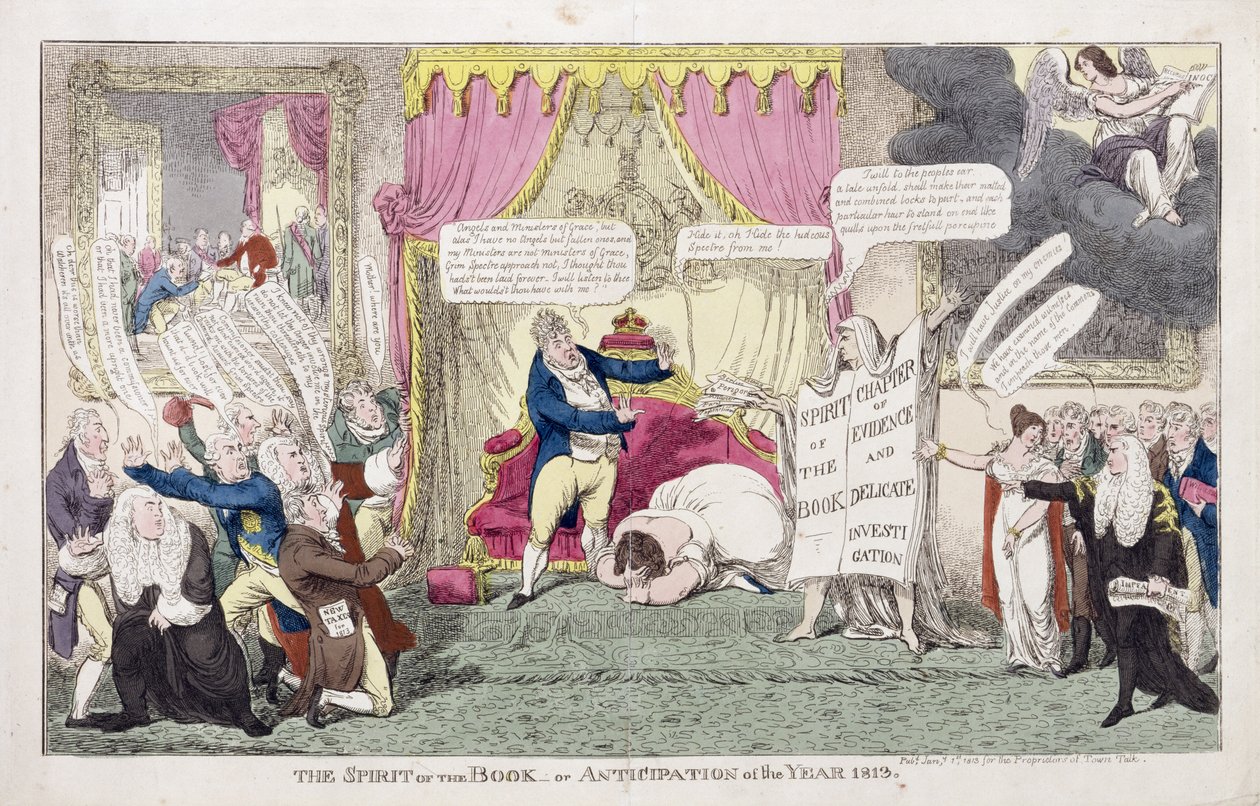 De Geest van het Boek of, Verwachting van het Jaar 1813 door George Cruikshank