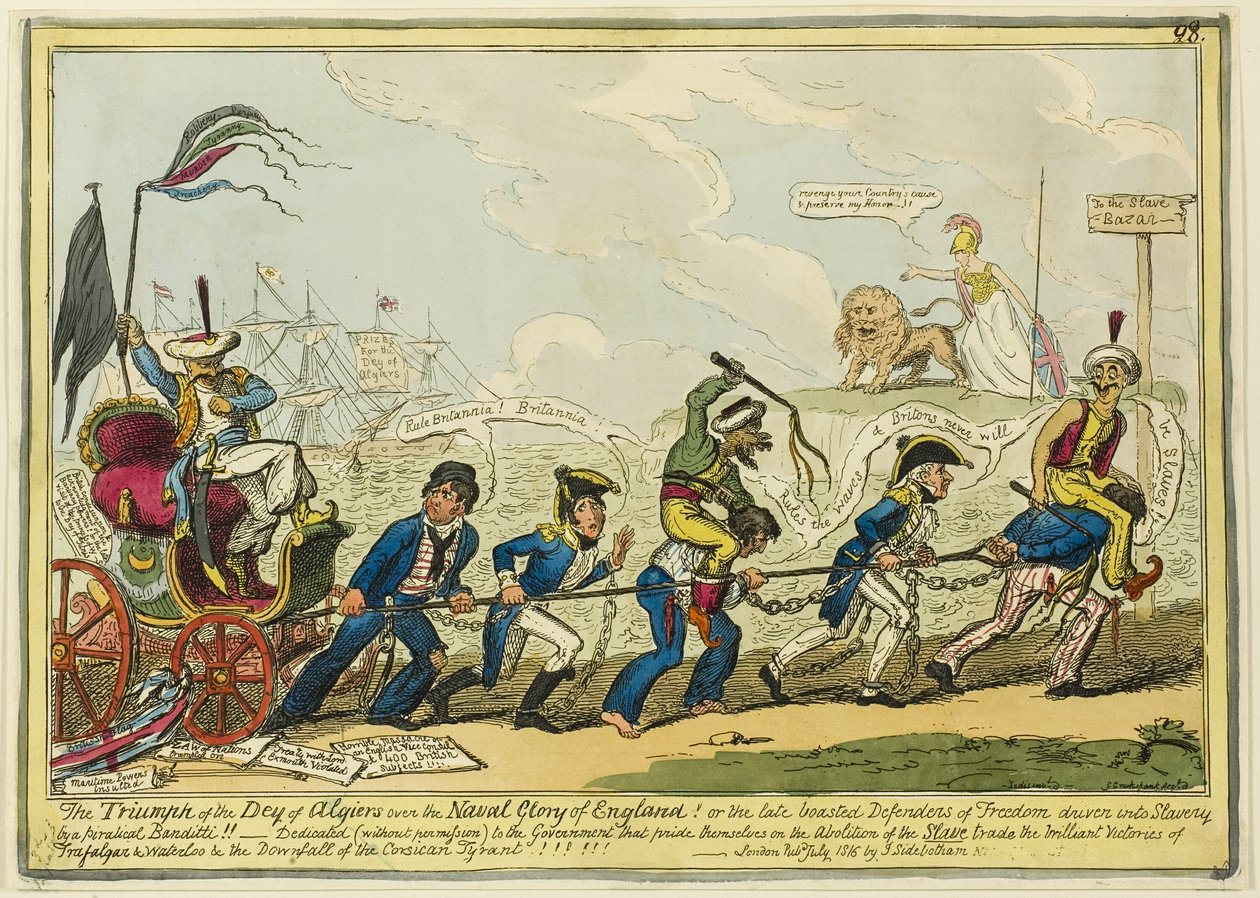 De triomf van de Dey van Algiers over de zeemacht van Engeland!!! door George Cruikshank