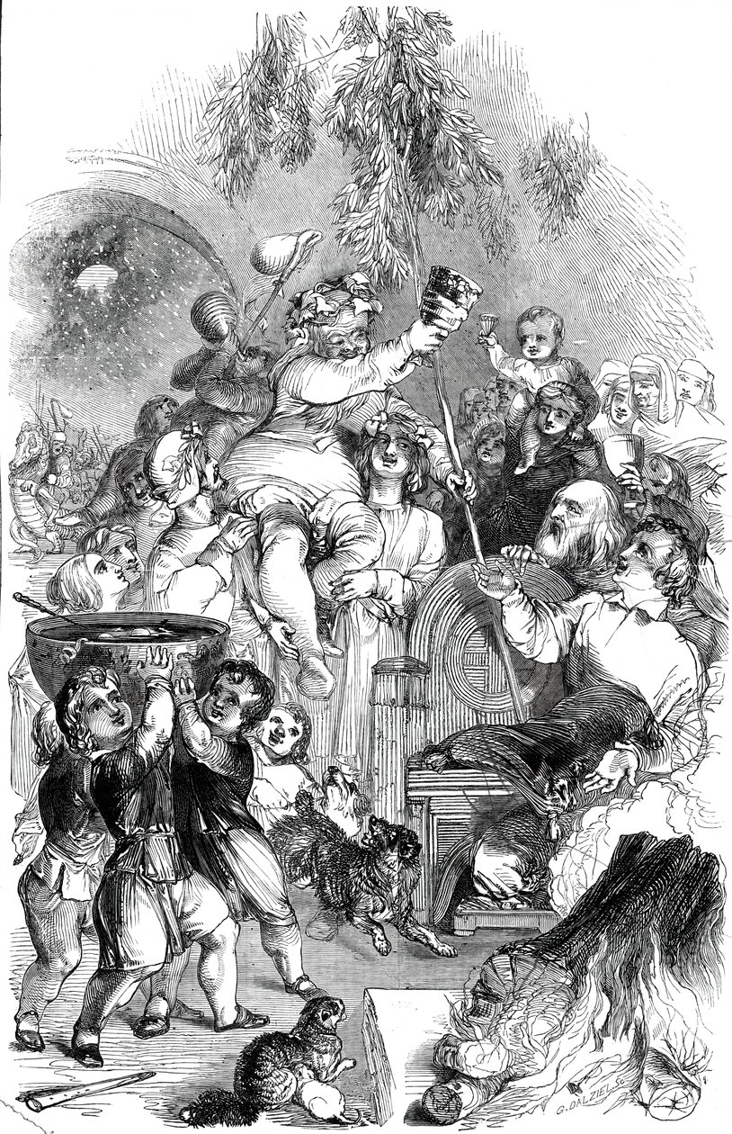 Kerstmis binnenbrengen - getekend door William Harvey door George Dalziel