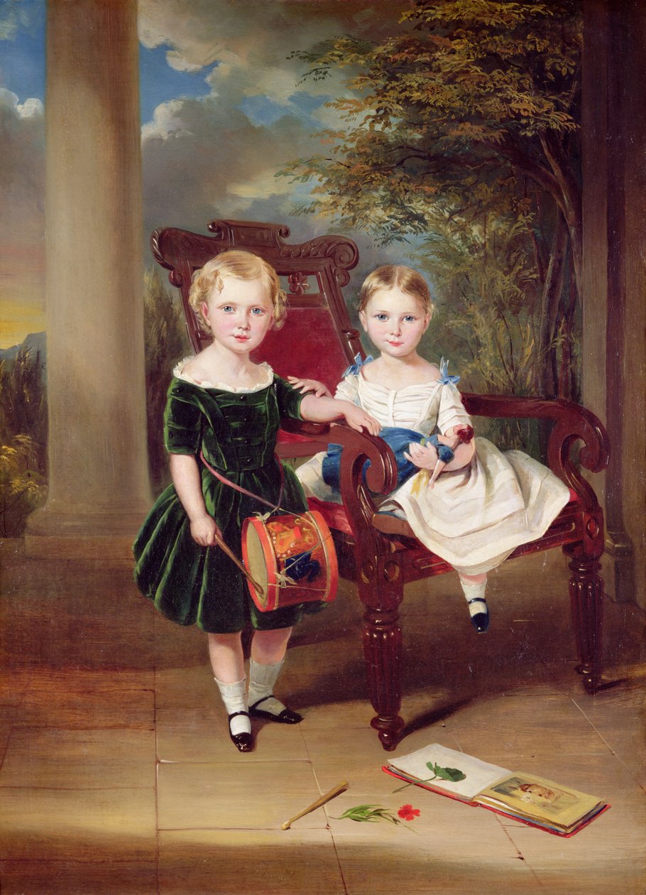 Portret van twee Kinderen, Herbert en Rose, 1844 door George Duncan Beechey