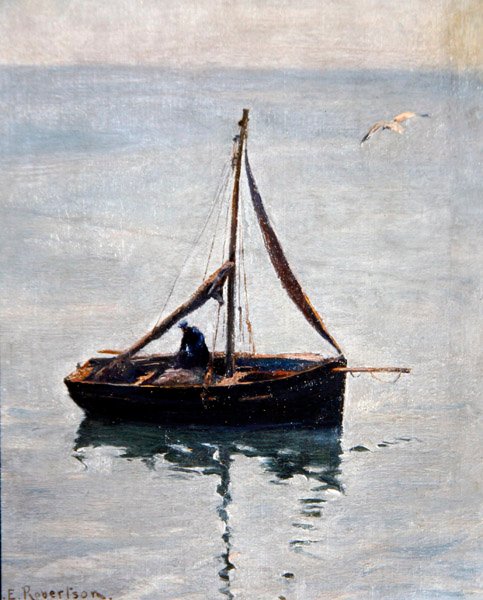 Netten repareren, ca. 1910 door George Edward Robertson