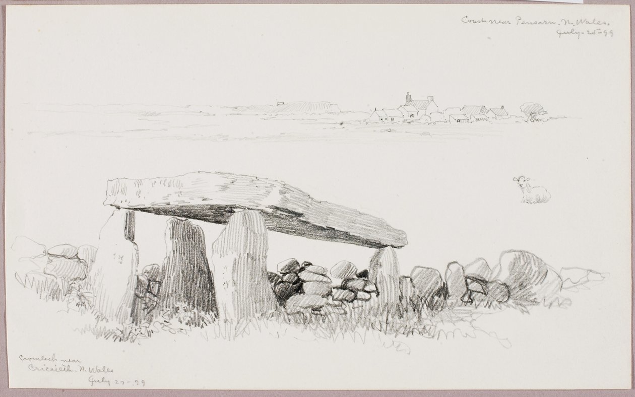 Cromlech bij Criccieth, Noord-Wales/Kust bij Pensarn, Noord-Wales door George Elbert Burr