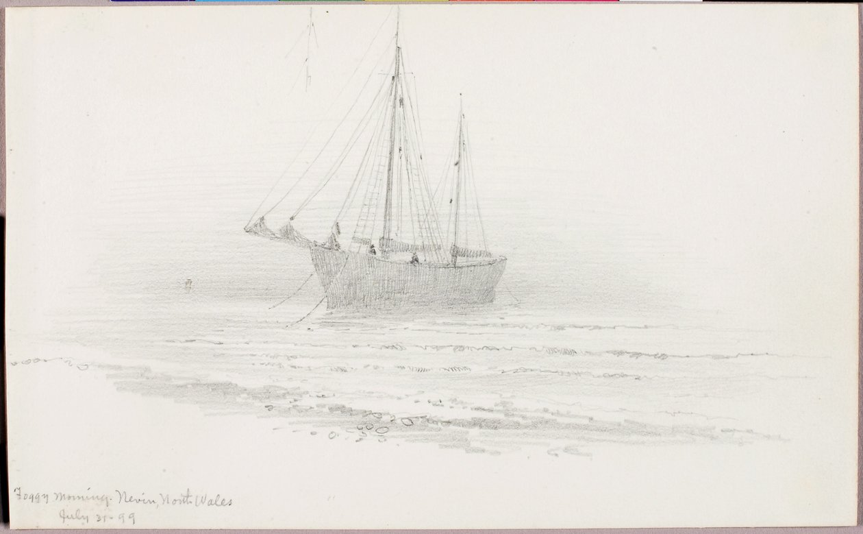 Mistige ochtend, Nevin, Noord-Wales door George Elbert Burr