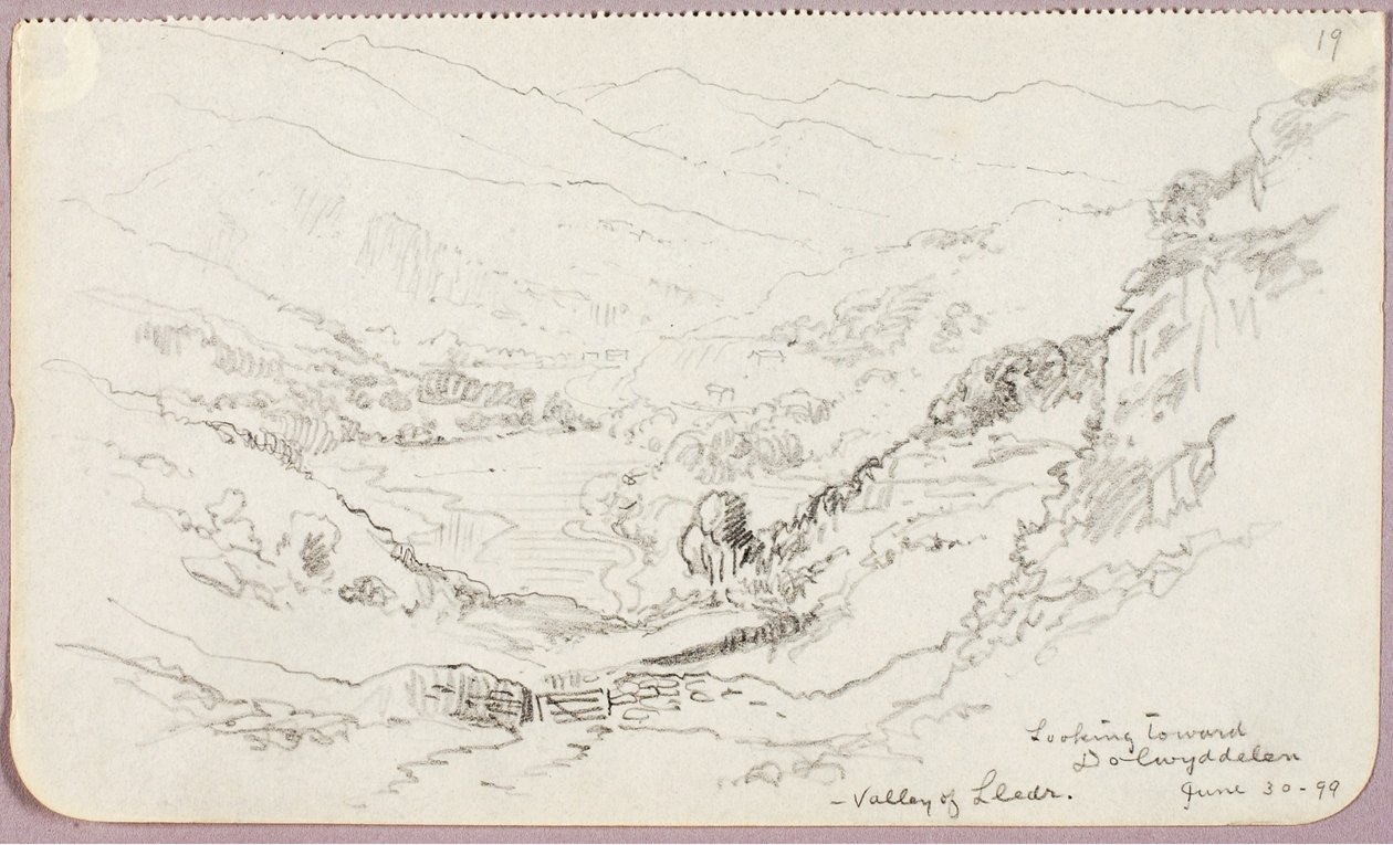 Uitzicht in de richting van Dolwyddelan, vallei van Lledr door George Elbert Burr