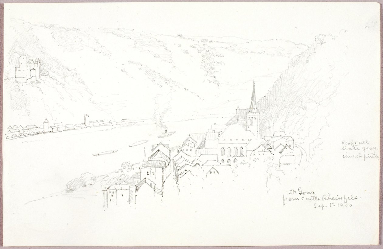 St. Goar vanaf Kasteel Rheinfels door George Elbert Burr