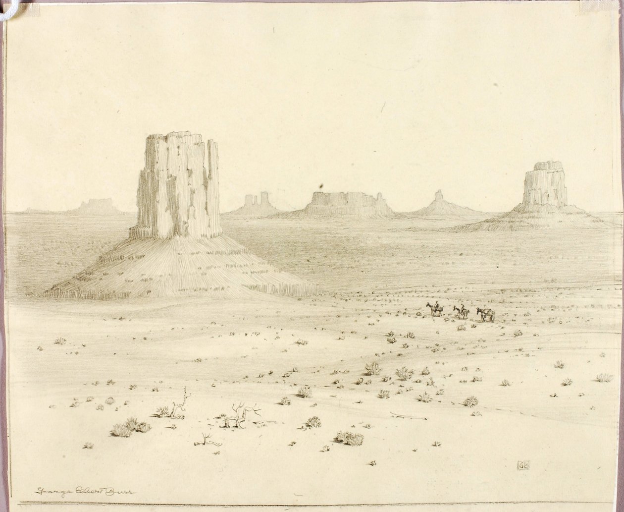 Zonder titel (overdrachtsschets voor Desert Monuments, Arizona) door George Elbert Burr