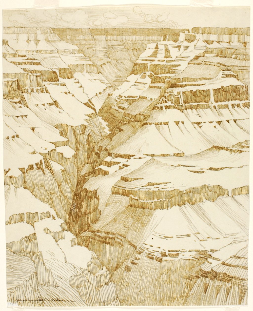 Zonder titel (transfer tekening voor Grand Canyon [nr. 1]) door George Elbert Burr