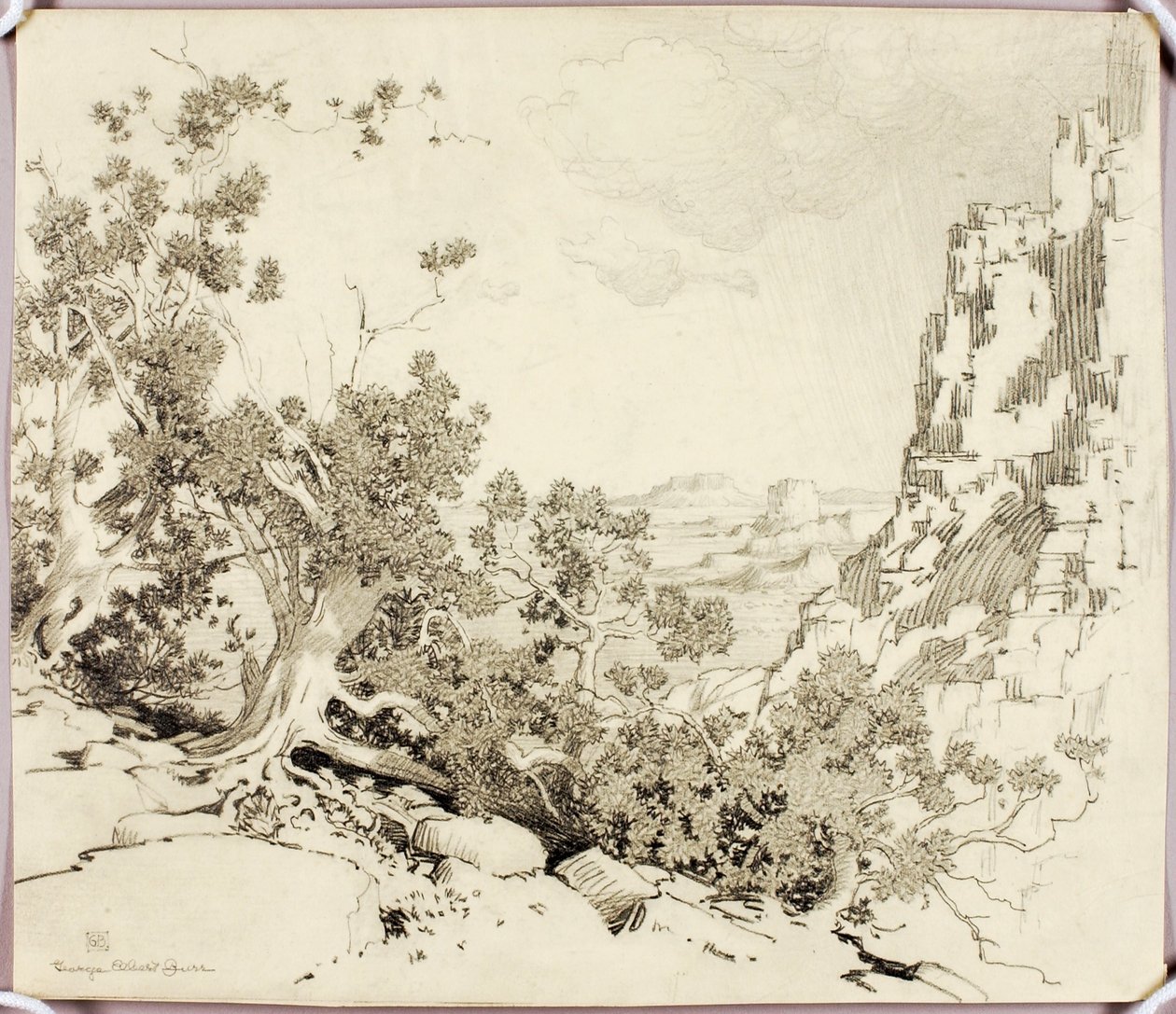 Zonder titel (overdrachtsschets voor *The Edge of the Desert, Arizona*) door George Elbert Burr