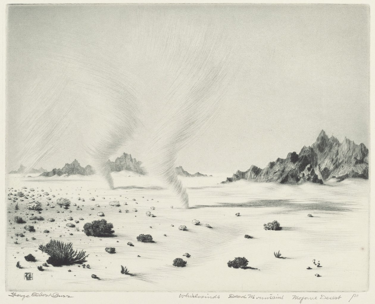 Wervelwinden, dode bergen, Mojave-woestijn, Californië door George Elbert Burr