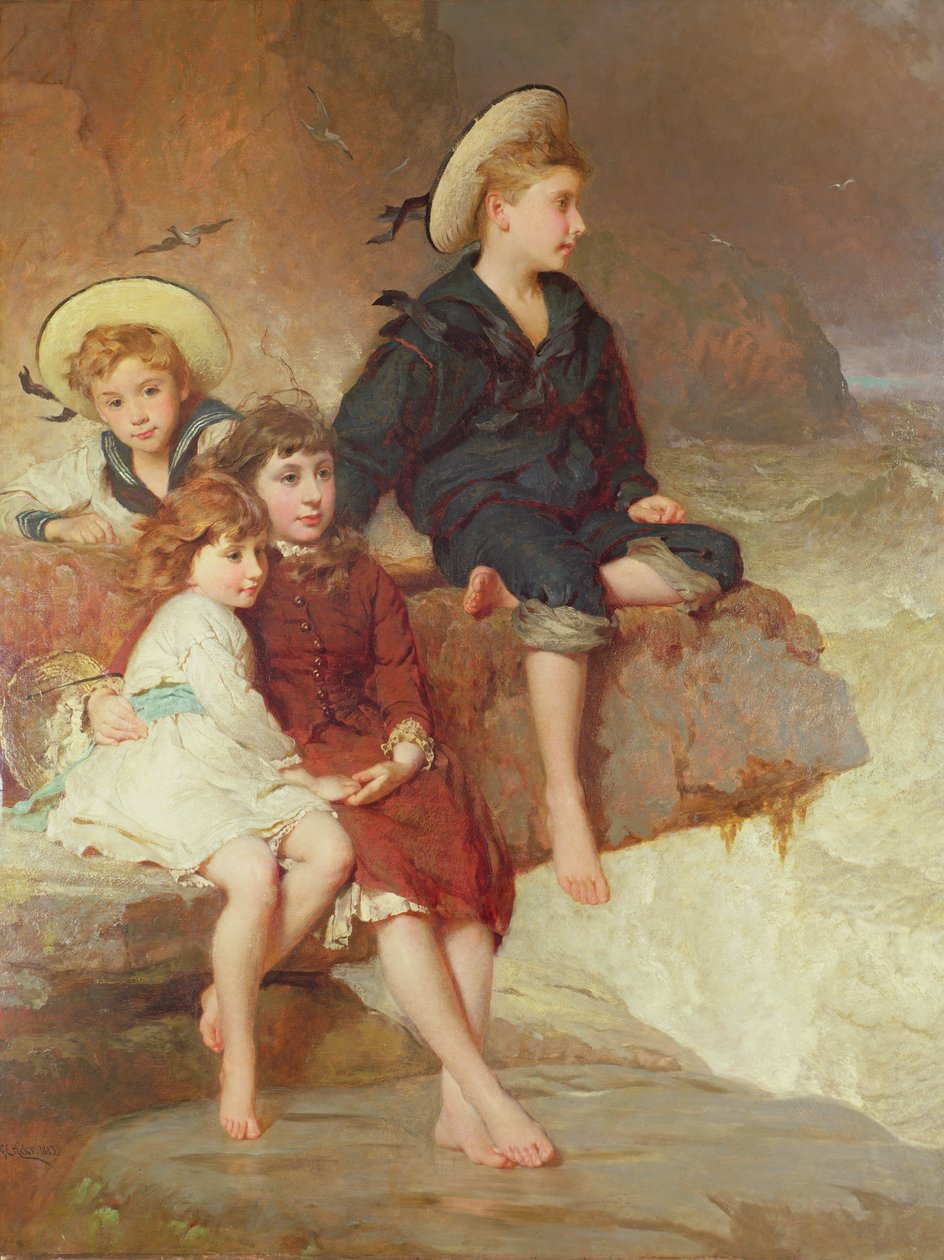 De kinderen van Sir Hussey Vivian aan zee door George Elgar Hicks