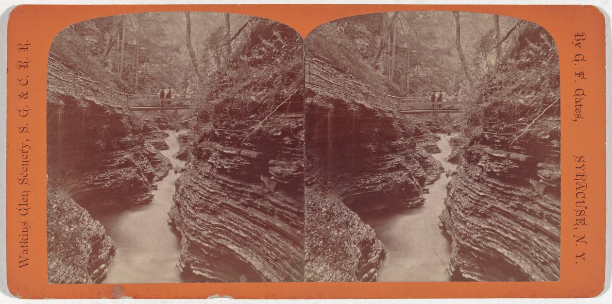 Het landschap van Watkins Glen, Shadow Gorge, ca. 1860 (foto) door George F. Gates