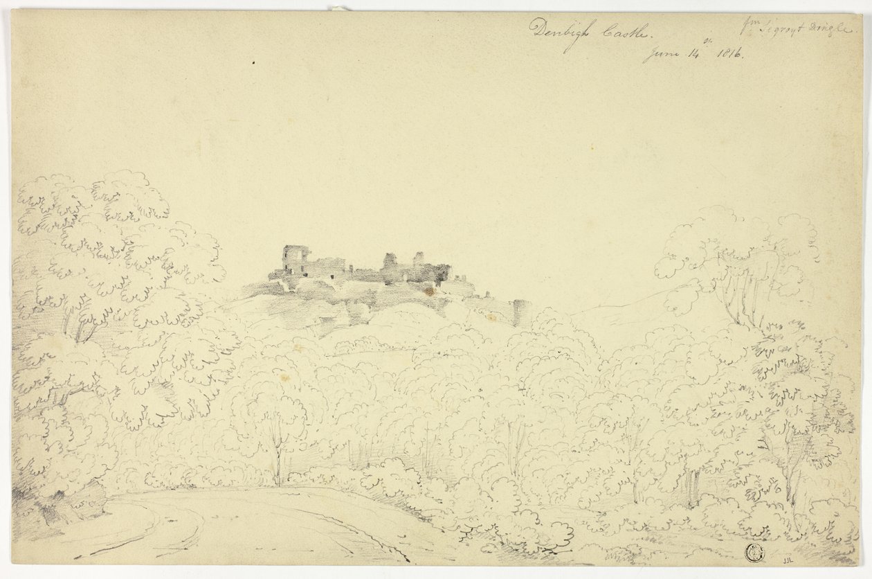 Kasteel Denbigh vanuit Segroyt Dingle door George Fennel Robson