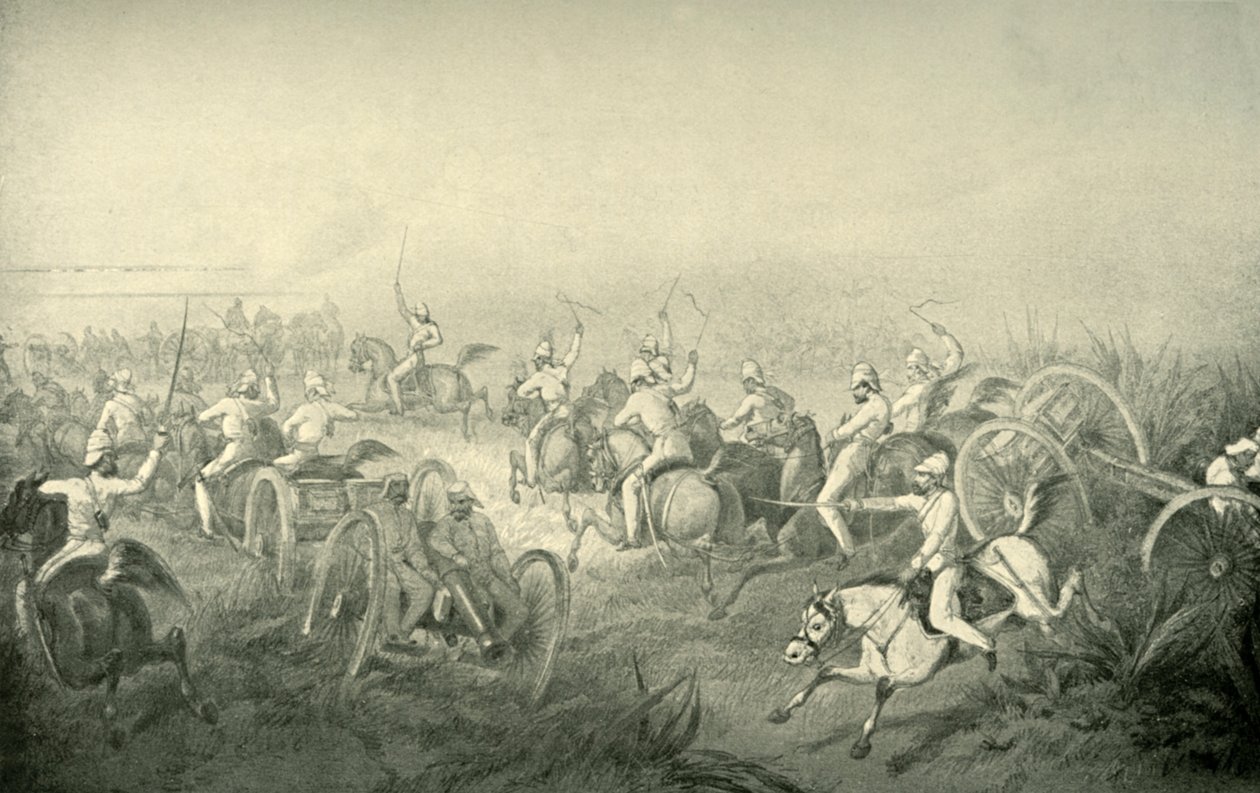 Indiase paardenartillerie in actie, 1850s, 1901 door George Francklin Atkinson