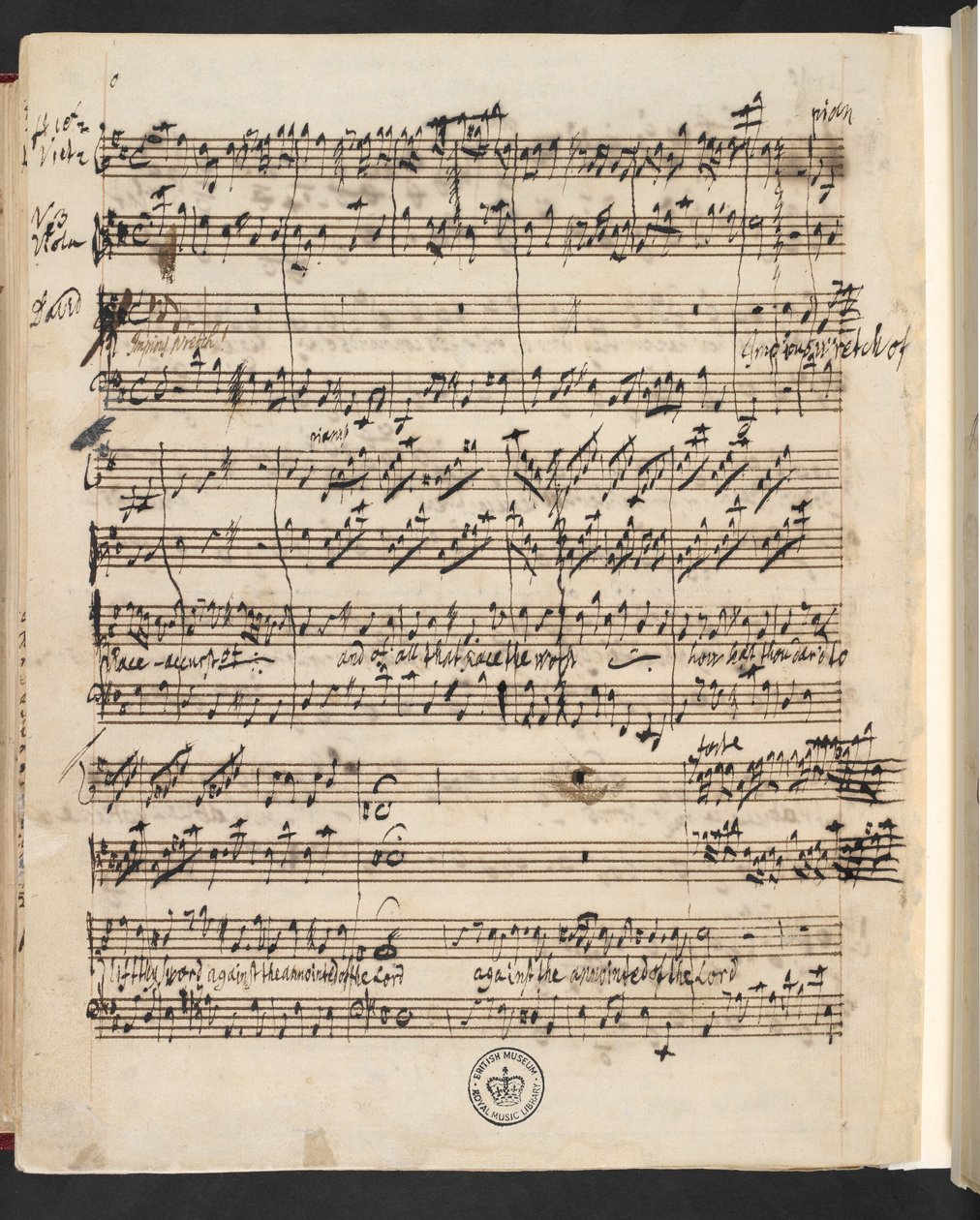R.M.20.g.3, f.99v uit G.F. Handel: Saul (oratorium door Charles Jennens) door George Frederick Handel