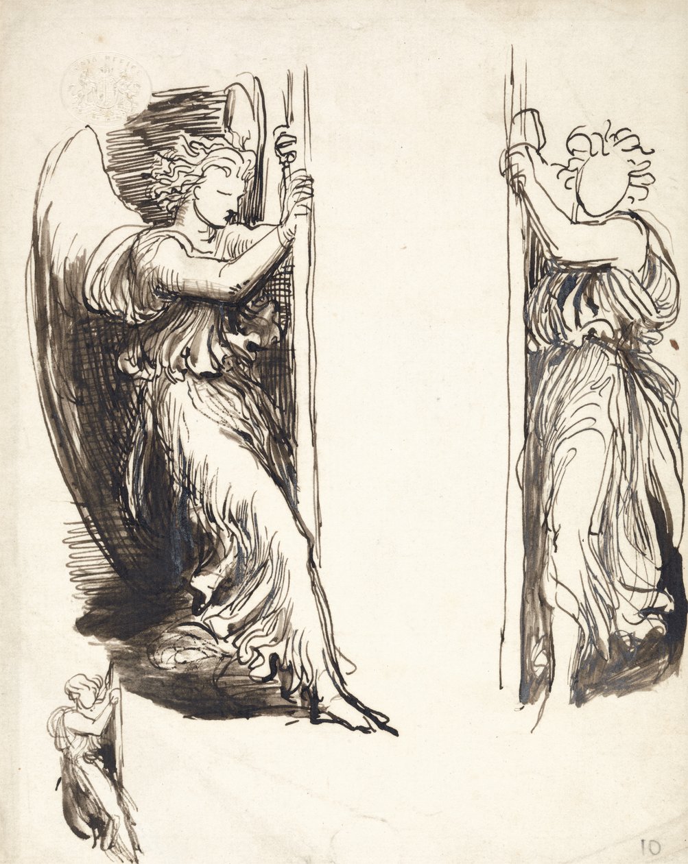 Studies voor engelen in The Court of Death door George Frederick Watts