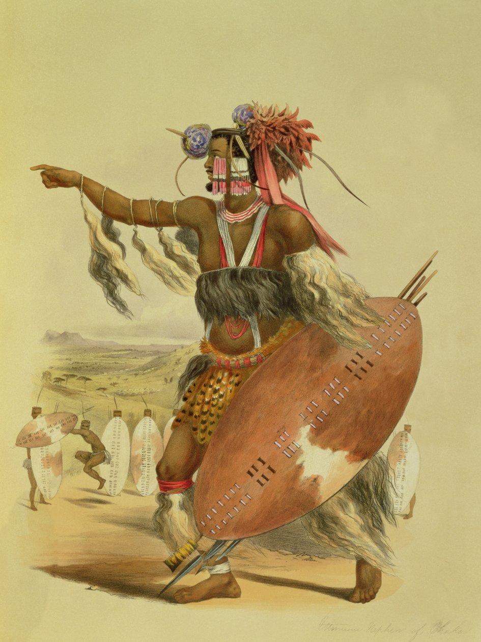 Zulu krijger, Utimuni, neef van Chaka de overleden Zulu koning, plaat 13 uit 