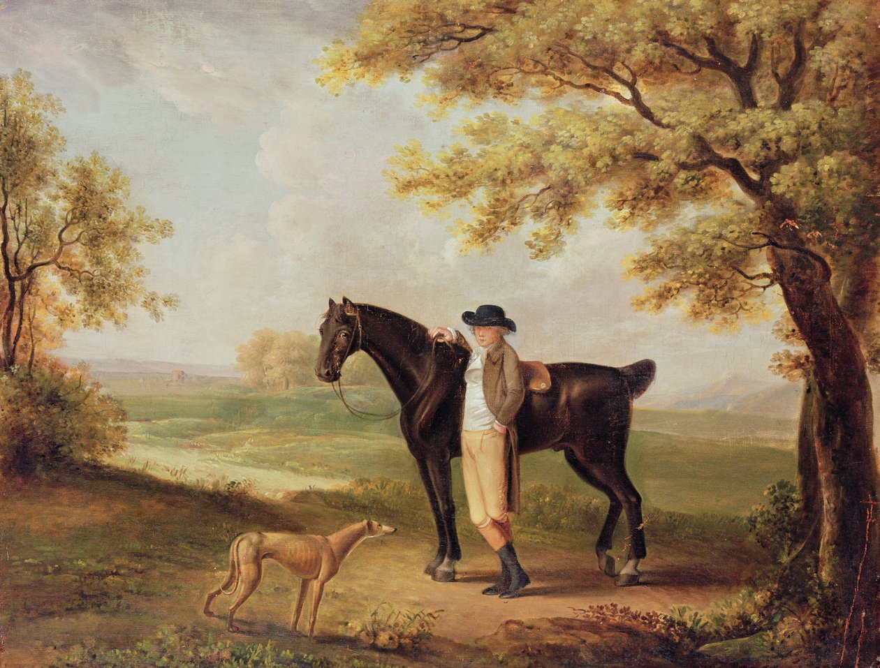 Paard, ruiter en windhond door George Garrard