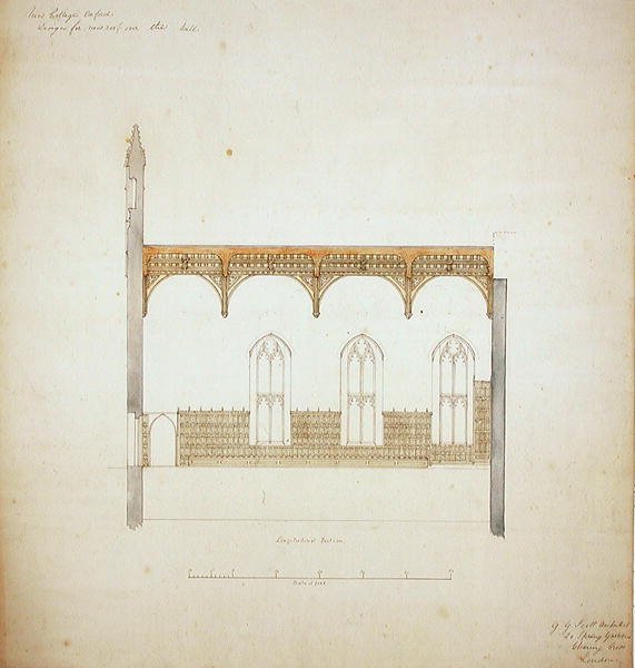 New College Oxford: Ontwerp voor New Hall Roof door George Gilbert Scott
