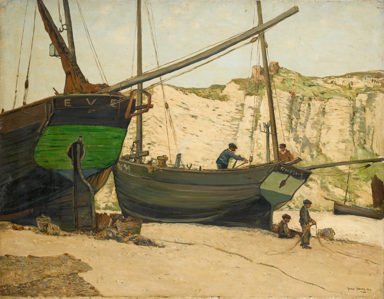 Hastings Luggers op Hastings Beach door George Graham