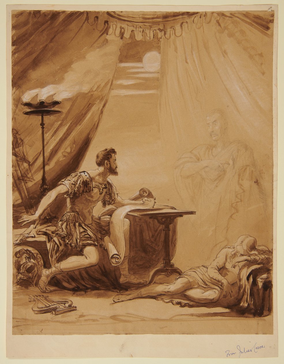 Scène uit Shakespeares "Julius Caesar": de geest van Caesar verschijnt aan Brutus door George Hayter