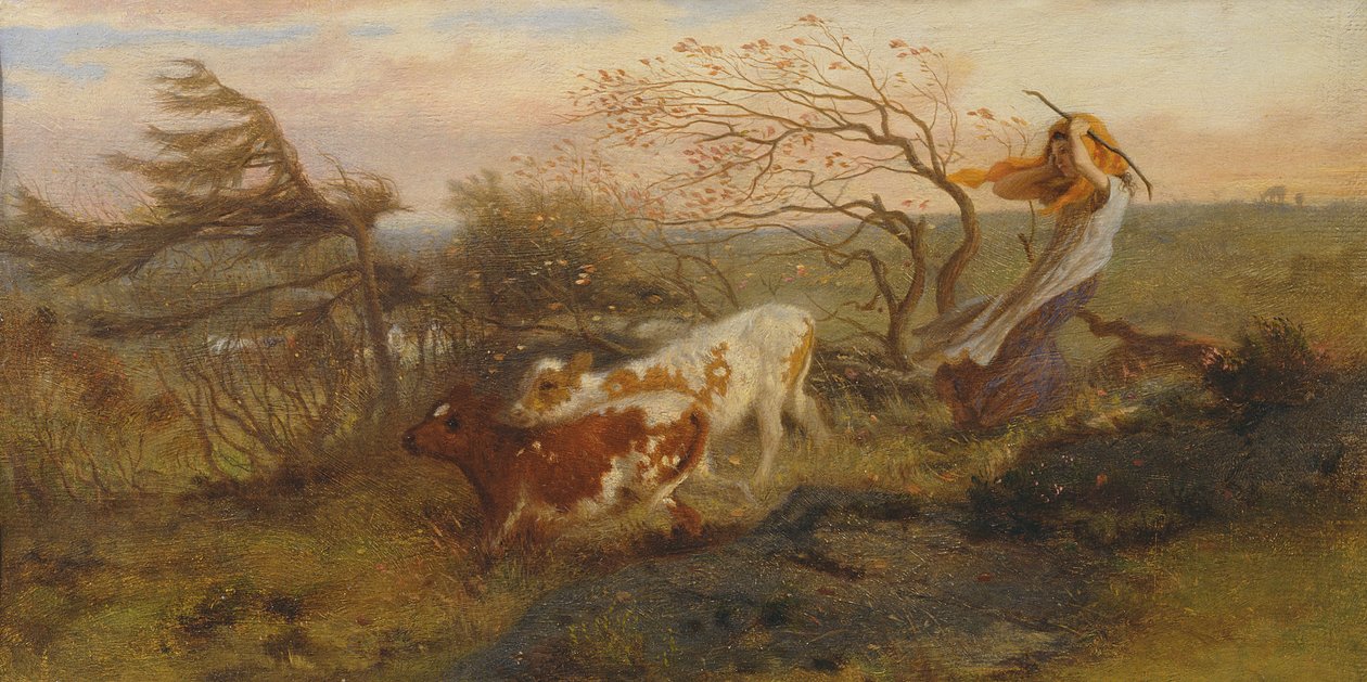 De wind op de Wold, 1862 door George Hemming Mason