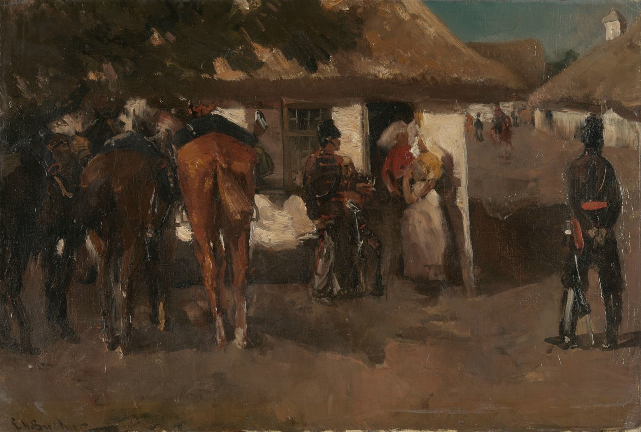 Inkwartiering van de troepen door George Hendrik Breitner