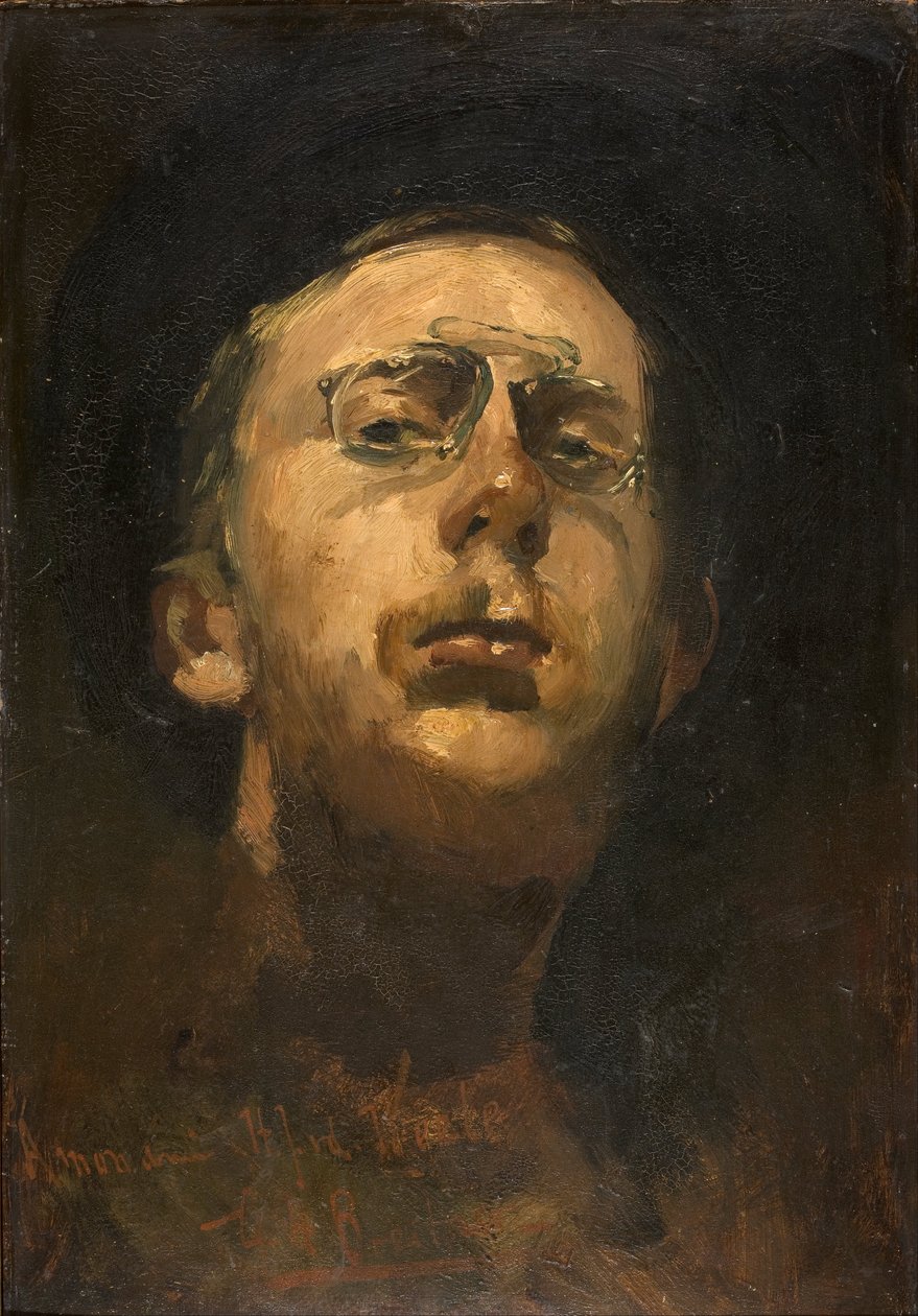 Zelfportret met een pince-nez  door George Hendrik Breitner
