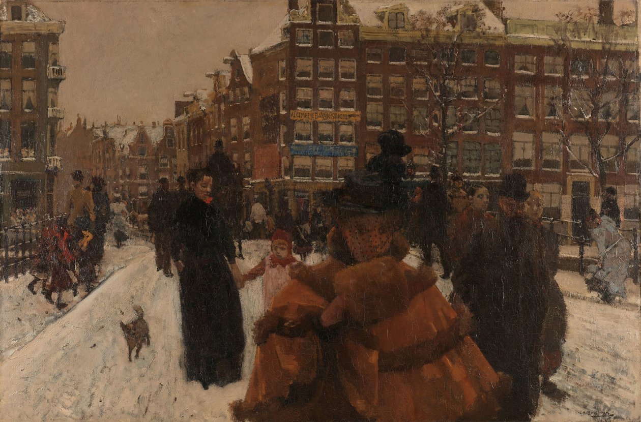 De Singelbrug bij de Paleisstraat in Amsterdam door George Hendrik Breitner