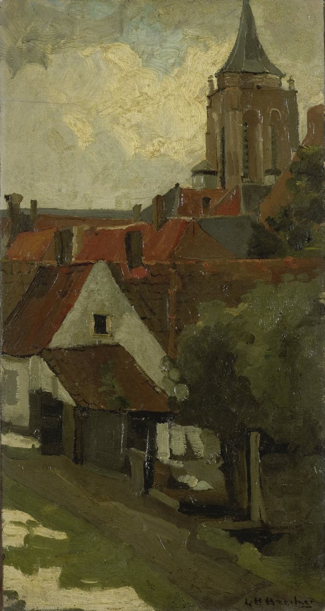 De toren van Gorkum door George Hendrik Breitner