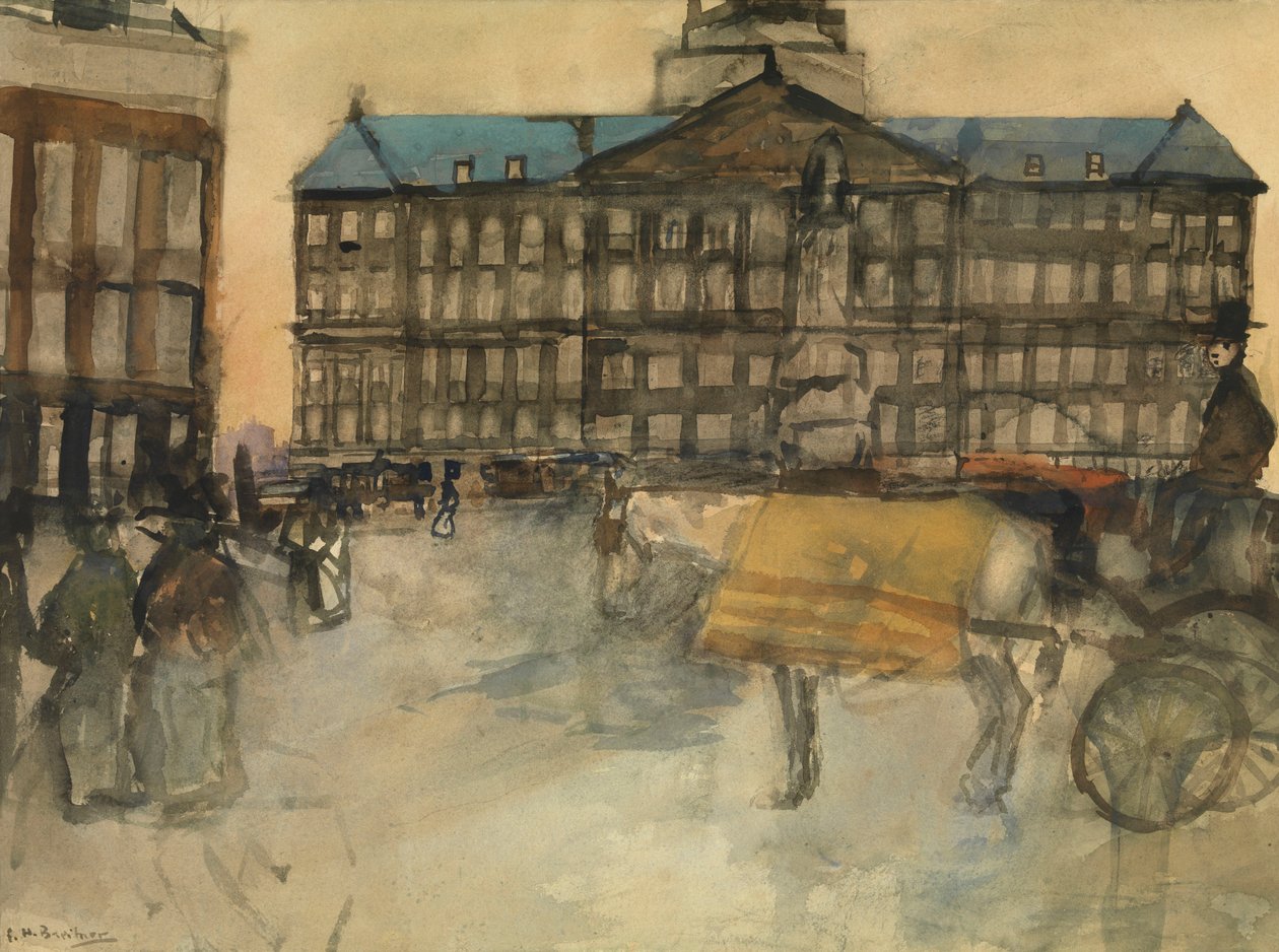 Stadhuis in Amsterdam door George Hendrik Breitner