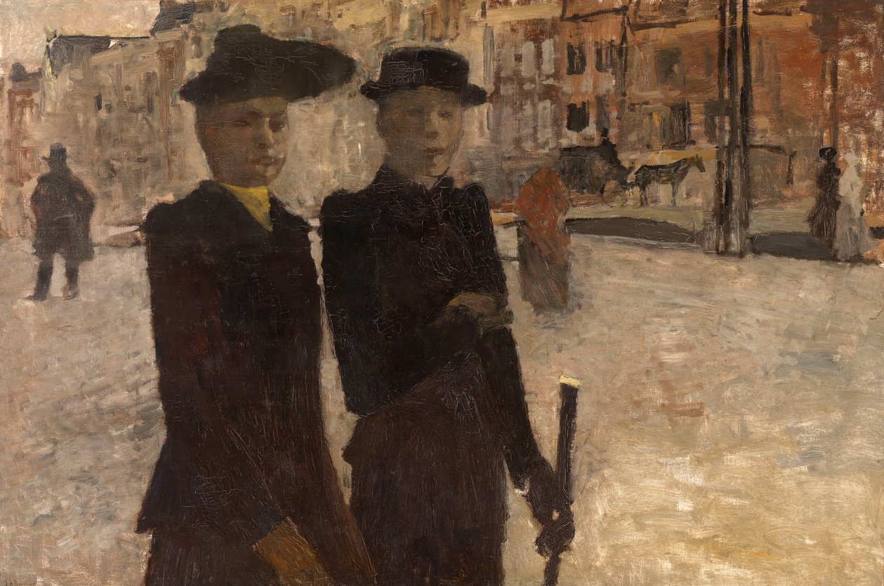 Vrouwen op de Rokin in Amsterdam door George Hendrik Breitner