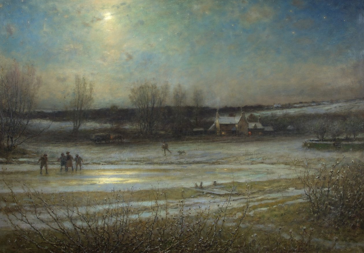 Een Koude Nacht - de Bevroren Molenplas, c.1904 door George Henry Boughton