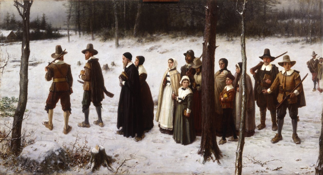 Pelgrims die naar de kerk gaan, 1867 door George Henry Boughton