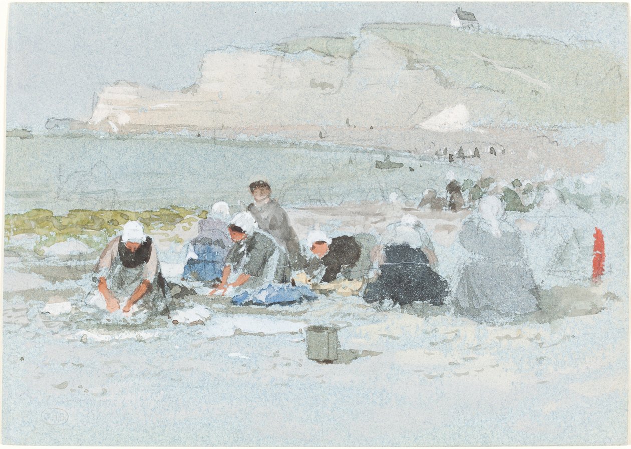 Wasvrouwen op het Strand van Etretat door George Henry Boughton