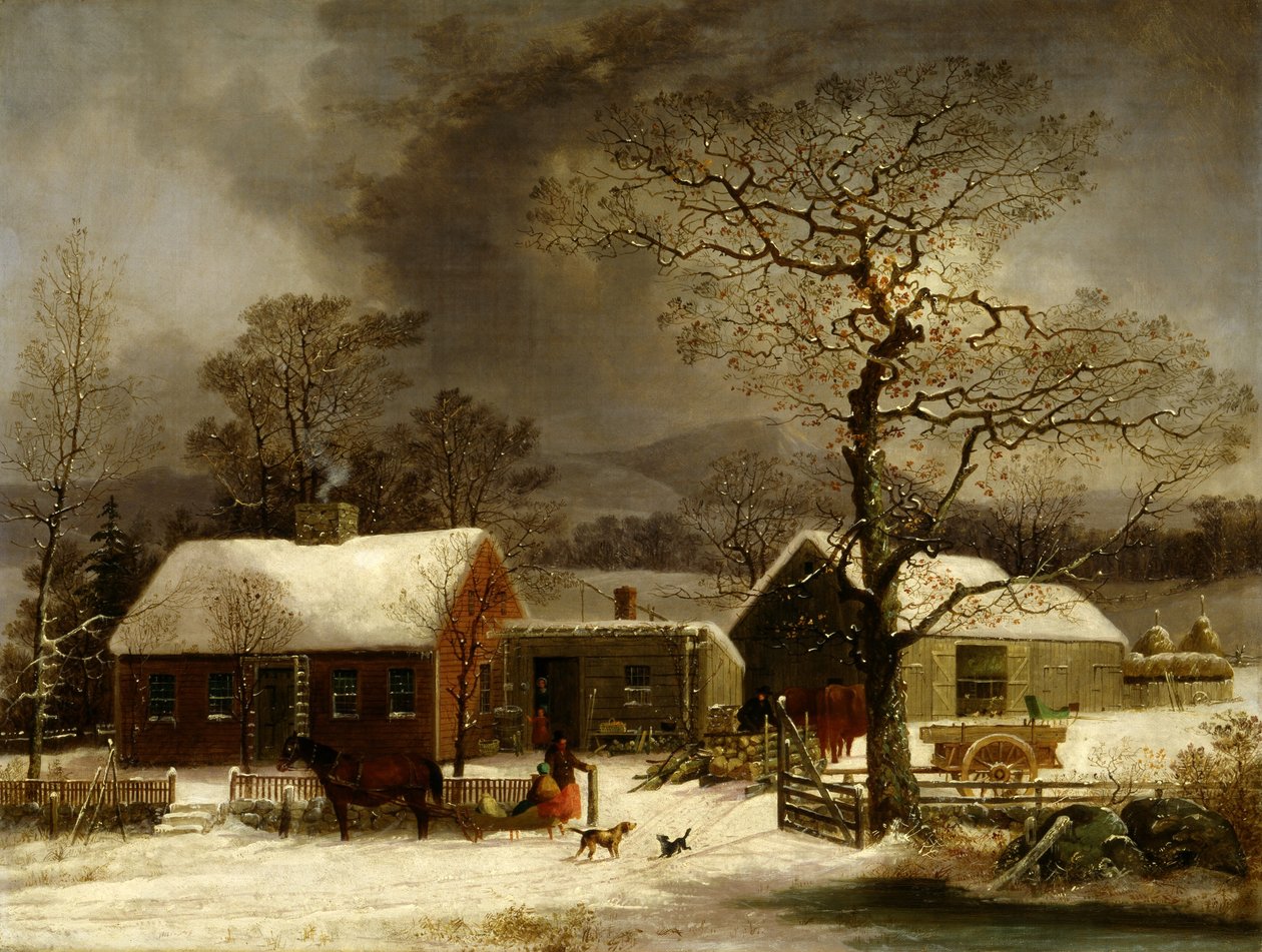 Winters tafereel in New Haven, Connecticut door George Henry Durrie