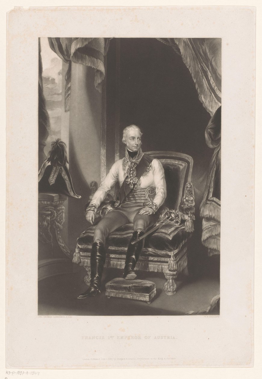Portret van Frans II Josef Karel, Rooms-Duits keizer door George Henry Phillips