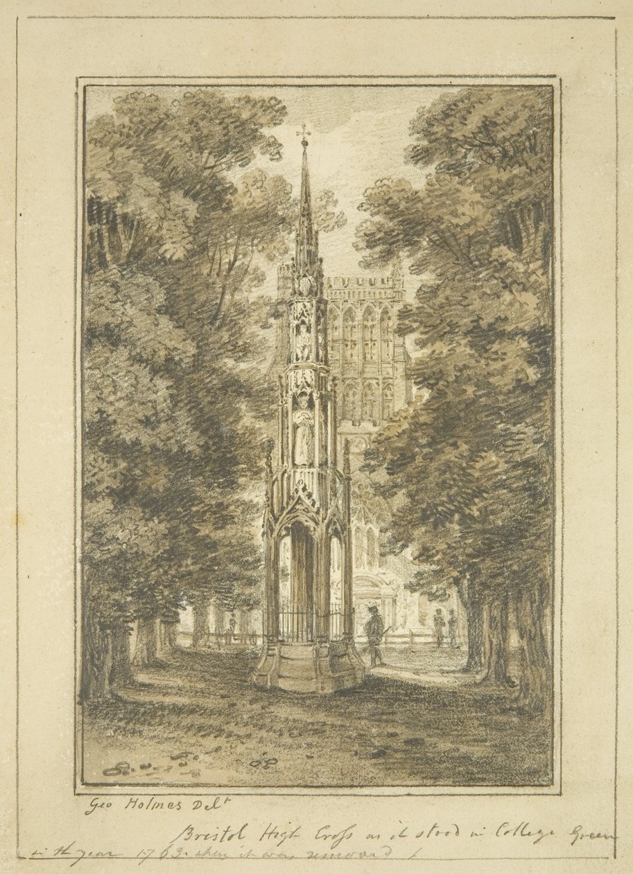 Bristol High Cross zoals het stond in College Green in 1763 door George Holmes