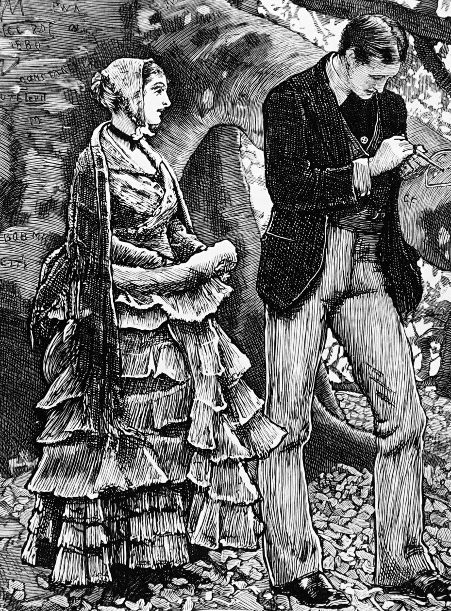 Illustratie van een vrouw die een aanzoek van een man weigert door George Housman Thomas