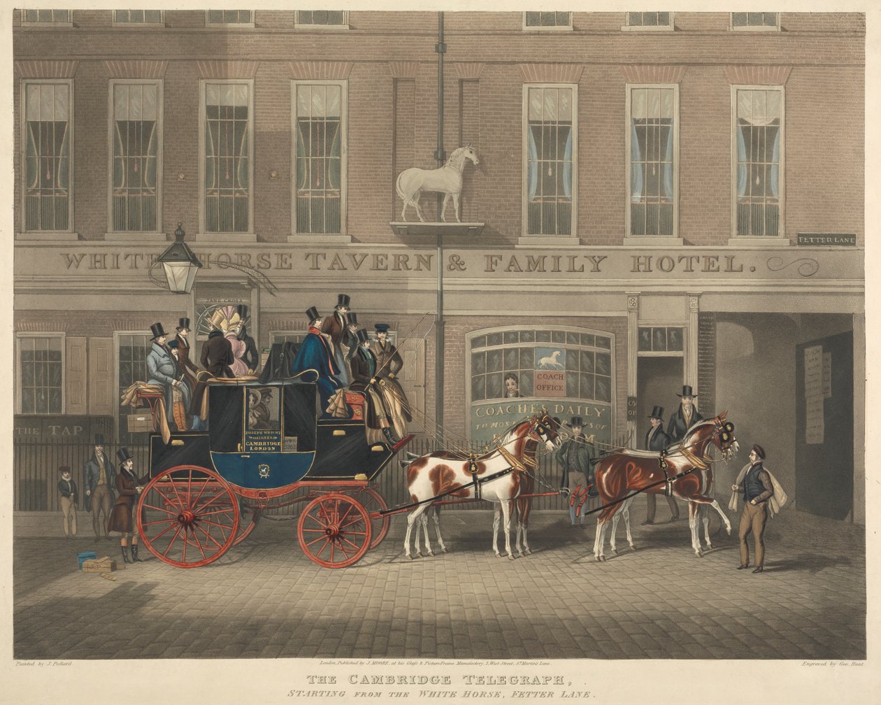 Koetsen: De Cambridge Telegraph, vertrekkend vanaf het Witte Paard door George Hunt