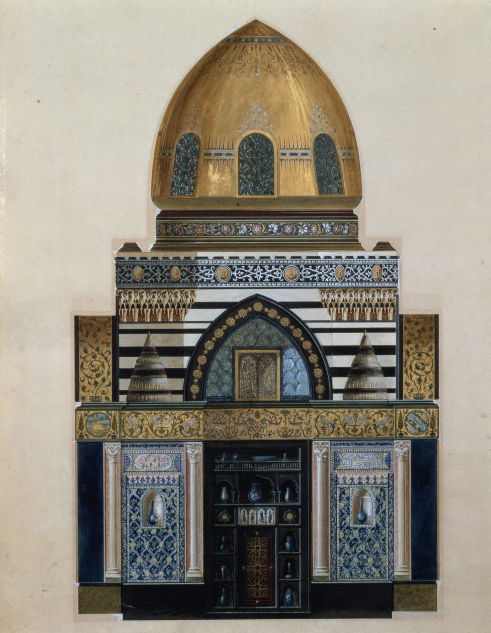 Ontwerp voor de Arabische Hal in Leighton House, Londen, 1880 door George II Aitchison