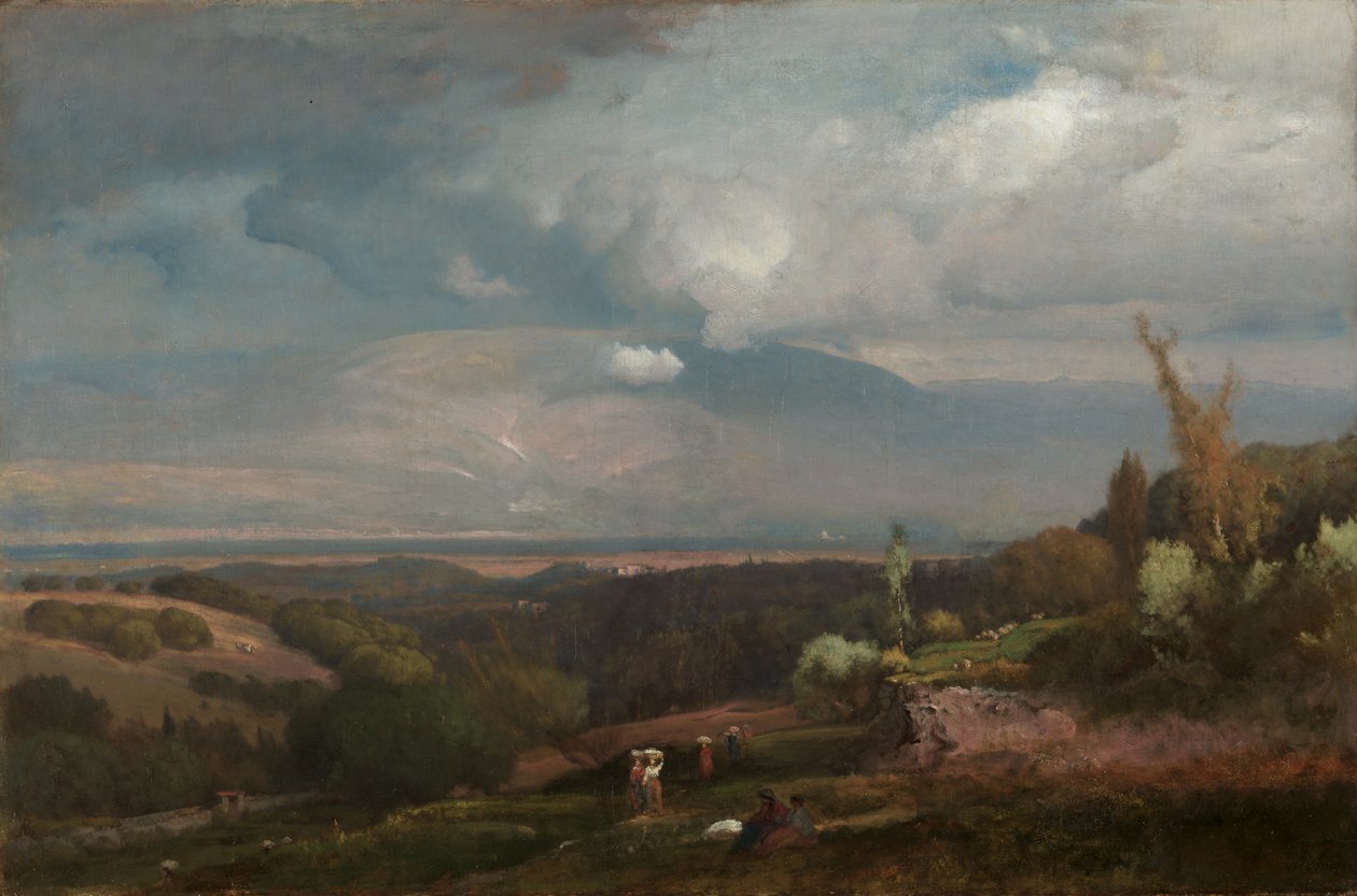 Naderende Storm vanaf de Alban Heuvels door George Inness